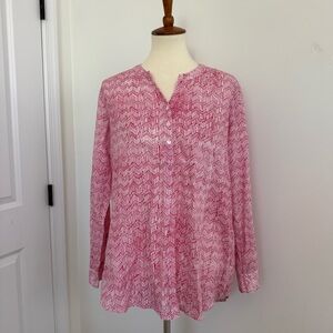 Ro’s Garden Tuckernuck Popover Blouse 100% Cotton Geometric Preppy Womens M